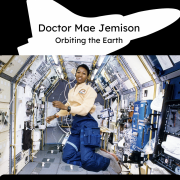Dr. Mae Jemison floating in space shuttle