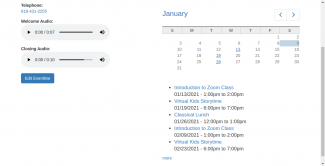 Screenshot of the recordings manager for Community Calendar