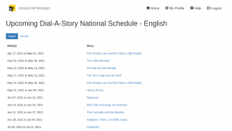 screenshot of national story schedule