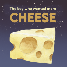 A big slice of cheese in the starry night sky.