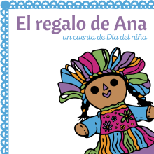 A Mexican-style rag doll (also known as a Maria doll) wearing a colorful dress and hair ribbons fills the frame. 