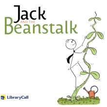 Stick figure boy climbing onto giant beanstalk