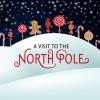 Snowy hill lined with Christmas lollipops and gingerbread people cookies