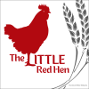 A red silhouette of a rooster, next to a few wheat stalks